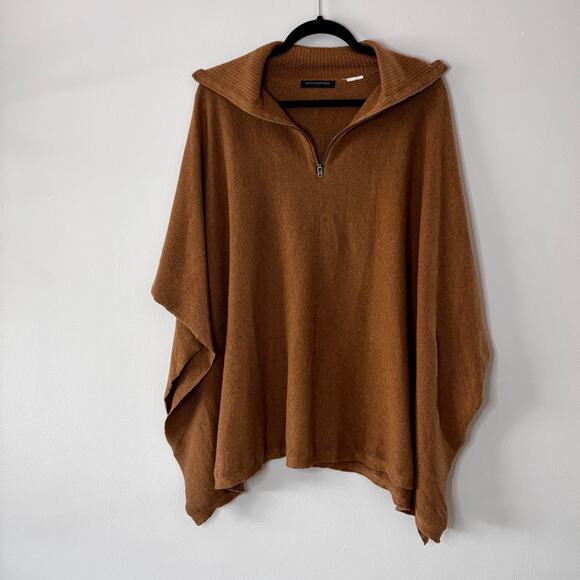 Banana Republic Oversized Knit Poncho Sweater Camel Quarter Zip Pre-Loved - Picture 1 of 12
